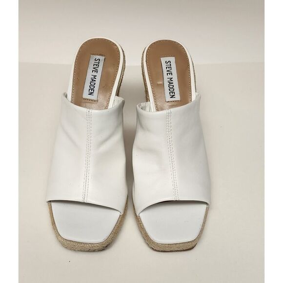 Steve Madden Women's White Urge Espadrille Wedge Heel Leather Sandals Size 8M - Picture 4 of 12